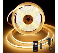 TTWAY Ruban LED COB 2M, Bandeau LED 2700K avec Alimentation et Télécommande, DC24V, 480LEDs/M, CRI 90+, Largeur 8mm, Ruban LED 2m Blanc Chaud pour Décoration de Chambre