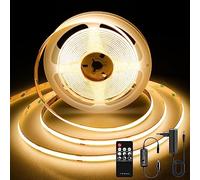TTWAY Ruban LED COB 3M, Bandeau LED 2700K avec Alimentation et Télécommande, DC24V, 480LEDs/M, CRI 90+, Largeur 8mm, Ruban LED 3m Blanc Chaud pour Décoration de Chambre