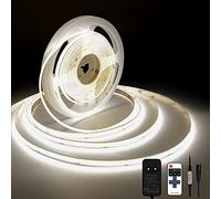 TTWAY Ruban LED COB 4000K, 5M DC24V Bande LED Blanc Naturel avec Alimentation et télécommande, 480LEDs/M, CRI 93+, Largeur 8mm, Bandeau Lumineux pour la Décoration de la Chambre