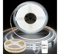 TTWAY Ruban LED COB 6000K, 10M Bande LED Blanches, Lumières Bande LED Dimmable 24V, IRC92+, Largeur de 8mm, avec Télécommande et Application et Alimentation, pour Décoration Maison, Cuisine(5M*2)