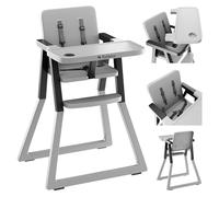 TUALNO Morsel 25 Chaise haute pliante | Chaise Alimentation haute pour tout-petits | Pour Bebe 6 mois à 3 ans | Plateau amovible | Harnais à 5 points | Repose-pieds | Ultra léger | Gris