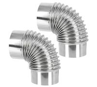 Tube de Cheminée Coudé à 90 Degrés 2 Pièces en Acier Inoxydable | Raccord D’extension Argenté, Jonction Ajustée sans Jeu, Finition Polie, pour Installation de Poêle