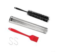 Tube de fumée en acier inoxydable de 30,5 cm pour barbecue à granulés : granulés de bois hexagonaux avec brosse de nettoyage pour barbecue, steak, poulet (losange)
