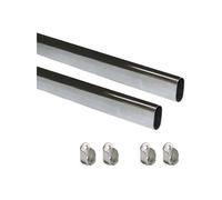 Emuca Barres de penderie ovales 750 mm 30 x 15 mm acier chromé avec supports Lot de 2
