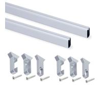 Emuca Kit tube de penderie Silk ovale 30x15 mm 750 mm anodisé mat avec supports - Lot de 2