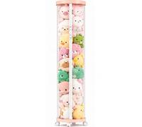 Tube de rangement amélioré pour animaux en peluche, grand (150 cm) avec 4 roues, seau transparent en PET rose et double fermeture éclair, rangement peu encombrant pour jouets pour chambre d'enfant