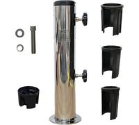 Tube de support en acier inoxydable pour pied de parasol comme support de rechange pour les pieds en granit, en béton et en fonte - vis de blocage, douilles de réduction, rondelles à visser, insert po