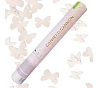 Tube de tir à confettis à papillons blancs, canon en forme de papillon à air comprimé pour mariage, anniversaire, fête, remise de diplôme, Saint-Valentin, mariés, papier Party Popper 40 cm