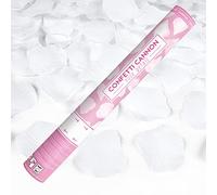 Tube de tir à confettis à pétales blancs, canon tirant fleur rose à air comprimé pour mariage, remise de diplôme, Nouvel An, fête, S. Valentino - 40 cm