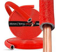 Tube D'isolation Tuyau Mousse Longueur 10m Rouge Calorifugeage De La Tuyauterie PEX Conduits Isolants Manchon Wrap De Protection (35 mm / 6 mm)