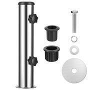 Tube pour Pied de Parasol Support Parasol de Terrasse en Acier Inoxydable | Potence Réglable Renforcée avec 2 Pièces Manchons PVC pour Jardin et Balcon, Argenté