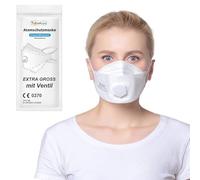 TubeRoo FFP2 Lot de 10 masques avec valve, en forme de poisson, grande tête, expédié depuis l'Allemagne, masque anti-poussière avec valve d'expiration, bandeau / boucles d'oreilles