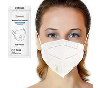 TubeRoo FFP2 Lot de 10 masques avec valve, expédition depuis l'Allemagne, masque anti-poussière, masque respiratoire pour poussières fines, filtre à particules, masque respiratoire avec valve