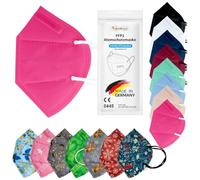 TubeRoo FFP2 Lot de 10 masques roses fluo fabriqués en Allemagne, fabriqués en Allemagne, avec boucles d'oreilles rondes souples, masques respiratoires, masques, masque de protection, masque