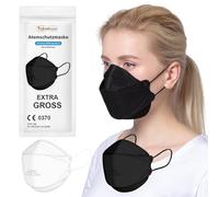 TubeRoo FFP2 Lot de 5 masques en forme de poisson Noir Grande tête Certifié CE Expédition depuis l'Allemagne Boucles d'oreilles souples Bandes respiratoires