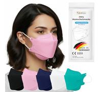 TubeRoo FFP2 Lot de 5 masques roses en forme de poisson - Fabriqué en Allemagne - Certifié CE - Boucles d'oreilles souples - Bande élastique - Masque respiratoire - Masque de poisson