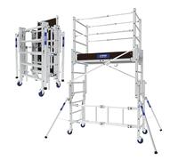Tubesca-Comabi - Échafaudage Roulant Télescopique Z'TOWER - Ultra Compact, Usage Intensif - En Aluminium - 7 Niveaux de Plancher - Montage Ultra Rapide - Charge Max 200 kg - Fabriqué en France