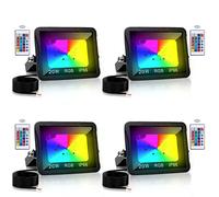 Tubiaz 4pack Projecteurs LED RGB 20W Intérieur et Extérieur Multicolore, RGB Spot LED de Couleur Avec Télécommande, 16 Couleurs 4 Modes Étanchéité IP66, Fonction Mémoire(pas de prise)