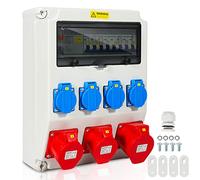 Tubiaz Coffret de Chantier, Coffret Chantier 4x230V+2x16A CEE+1x32A 400V CEE, Coffret électrique de Chantier FI LS compteur, Répartiteur de courant fort IP44