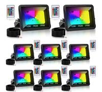 Tubiaz Projecteur LED RGB Exterieur Avec Télécommande, 8pack 10W Projecteur LED Couleur 16 Couleurs 4 Modes, Fonction Mémoire, IP66 Étanche Spot LED Extérieur pour Jardin (pas de prise)