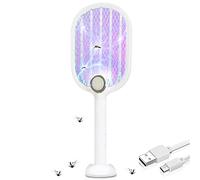 Tubiaz Raquette Moustique Electrique, 2 en 1 Rechargeable par USB Raquette Anti Moustiques 3000 V, Tapette à Mouches Pliable avec Trois Couches De Protection en Maille, pour intérieur extérieur