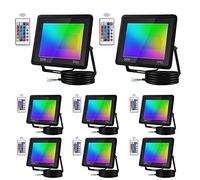 Tubiaz RGB Spot LED de Couleur, 50W Projecteur LED RGB Exterieur avec Télécommande, Projecteur LED Couleur Exterieur Interieur16 Couleurs 4 Modes, Fonction Mémoir (8 Pack, Pas de prise)