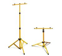Tubiaz Trépied télescopique pour lumière de projection, spot LED, acier, lampe de travail jaune, support pour 1 ou 2 projecteurs, hauteur jusqu'à 1,60 m (support double)