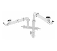 Valentin Tubulure de raccordement Connectic avec siphon pour évier 2 bacs - blanc 40 mm