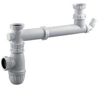 Tubulure pour évier 2 cuves entraxe 160 à 360mm avec prise MAL et siphon - VALENTIN - 00 778100 001 00 Blanc G