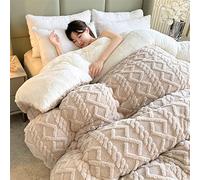 TUCVZVO Édredon Chaud en Laine pour Hiver,Couverture Polaire Epaisse Hive, Cachemire Réversible Couette,Double Super Épaisseur, Couette 2 Personne Laine Couette d'hiver,Beige,220x240cm(5kg)