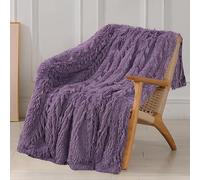 Tuddrom Couverture décorative en fausse fourrure, extra douce, pelucheuse et confortable, à poils longs, réversible, en microfibre, pour canapé, chambre à coucher, 127 x 152,4 cm, violet patrican