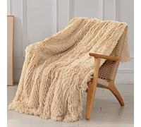 Tuddrom Couverture décorative en Fausse Fourrure, Extra Douce, réversible, à Poils Longs, pelucheuse, Confortable, en Microfibre pour canapé, Sofa et lit, Abricot, 127 x 152,4 cm