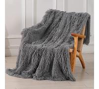 Tuddrom Couverture décorative en Fausse Fourrure, Extra Douce, réversible, à Poils Longs, Unie, légère, pelucheuse et Confortable, Microfibre de Vison, pour canapé, Sofa et lit, 127 x 152,4 cm, Gris