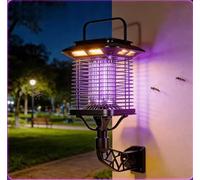 Tue-moustiques solaire - Imperméable à l'eau avec lumière UV, tueur d'insectes électrique à énergie solaire pour terrasse, jardin, cour, usage domestique (noir, montage mural)