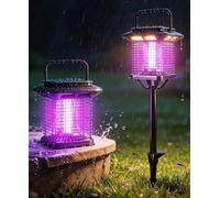 Tue-moustiques solaire - Zapper étanche avec lumière UV, tueur d'insectes électrique à énergie solaire pour terrasse, jardin, cour, usage domestique (noir, monté au sol)