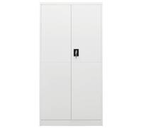 TUERYAFEK Armoire à casier en acier blanc 90 x 40 x 180 cm | 4 étagères, design industriel, penderie ou classeur, pour balai et aspirateur
