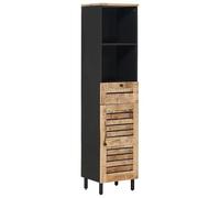TUERYAFEK Armoire de salle de bain 160 cm marron noir en bois de manguier | Bouton en laiton, grand compartiment avec étagères, design moderne, assemblage requis