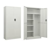 TUERYAFEK Armoire en acier gris clair 90 x 40 x 180 cm | 4 étagères design industriel pour vêtements, balais, aspirateur, garde-robe ou armoire à classeurs