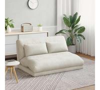 TUERYAFEK Fauteuil de sol réglable en velours crème avec dossier flexible de 90 à 180 degrés, design moderne avec lignes épurées, rembourrage doux en mousse et fibres de polypropylène