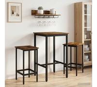 TUERYAFEK Table de bar 52 x 52 x 90 cm en bois chêne fumé à angle droit | Cadre en acier galvanisé robuste, pieds réglables, montage facile, design moderne, salon