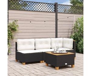 TUERYAFEK Table de jardin noire 55 x 55 x 36 cm en polyrotin et bois | Résistant aux intempéries, facile d'entretien, design modulaire, cadre en acier revêtu par pulvérisation