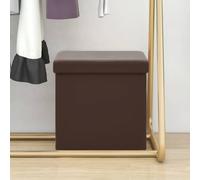 TUERYAFEK Tabouret pliant avec espace de rangement en PVC marron | MDF et mousse, dessus du siège amovible, jusqu'à 110 kg, pliable, facile à nettoyer avec un chiffon humide