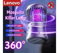 Tueur de moustiques électrique Lenovo avec ventilateur d'aspiration 2-en-1, lampe anti-moustiques portable rechargeable, lumière UV 365 nm pour intérieur et extérieur 2-in-1