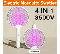 Tueur de Moustiques Électrique Pliable, Mise à Niveau, 4 en 1, pour Déterminer les Insectes, Récipient à Mouches Rechargeable par USB avec Lumière UV, Piège à Insectes White 1PC