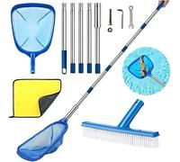 TUIBEIDAMAI Epuisette Piscine avec Manche Telescopique, Epuisette Piscine Maille Extra Fine avec Brosse Piscine, Kit de Piscine Nettoyage, pour Piscines, Spas, Fontaine, Étang Nettoyage (220cm)
