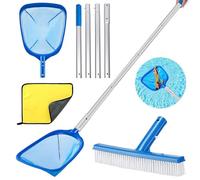 TUIBEIDAMAI Epuisette Piscine avec Manche Telescopique, Epuisette Piscine Maille Extra Fine avec Brosse Piscine, Kit de Piscine Nettoyage, pour Piscines, Spas, Fontaine, Étang Nettoyage (187cm)