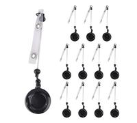 Tuidzljd 12 Pièces Kit de Bobine de Badge Bricolage Perlé Rétractable ID Nom Badge Bobine Clips Support pour Perles Barre Vierge avec Clip de Ceinture, Noir