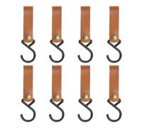 Tuidzljd 8 Pièces Crochet en Cuir Crochets en Forme de S Patère à Suspendre, Crochet de Camping Crochets de Suspension (Marron)
