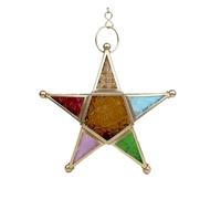 Tuidzljd Lanterne à Bougie Suspendue, Porte-Bougie Chauffe-Plat en Verre de Style Marocain en Forme D'Étoile à Cinq Branches pour Mariage, Jardin, Or et Facile à Utiliser