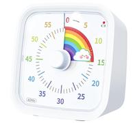 Tuidzljd Minuterie Visuelle de 60 Minutes avec Étui de Protection, Minuterie à Disque Arc-en-Ciel, Outil de Gestion du Temps de Compte à Rebours Silencieux Blanc